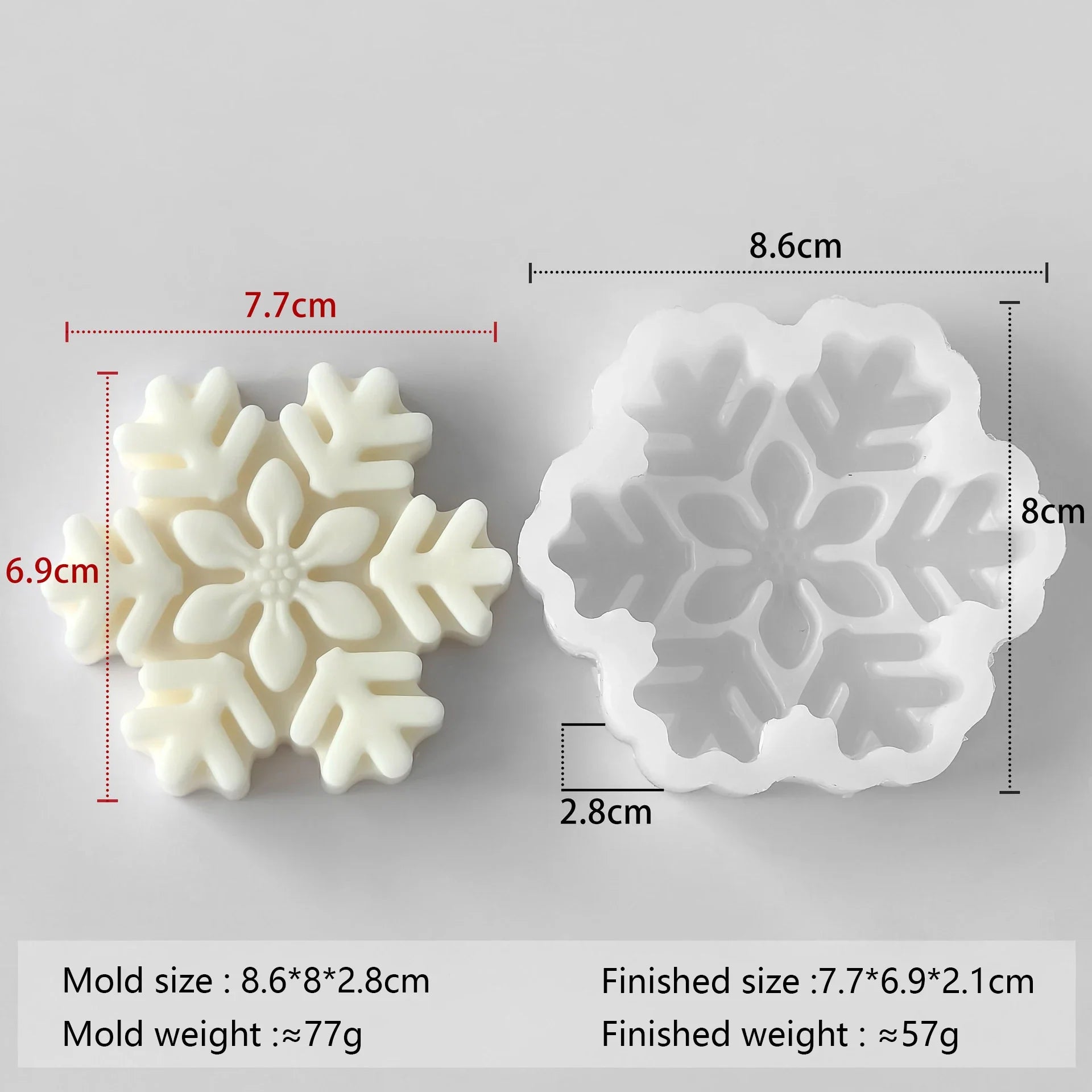 3D Snowflake Silicone Mold - DIY Candle, Soap & Wax Melt Mold for Christmas Crafts, Aroma Stones & Holiday Home Decor
