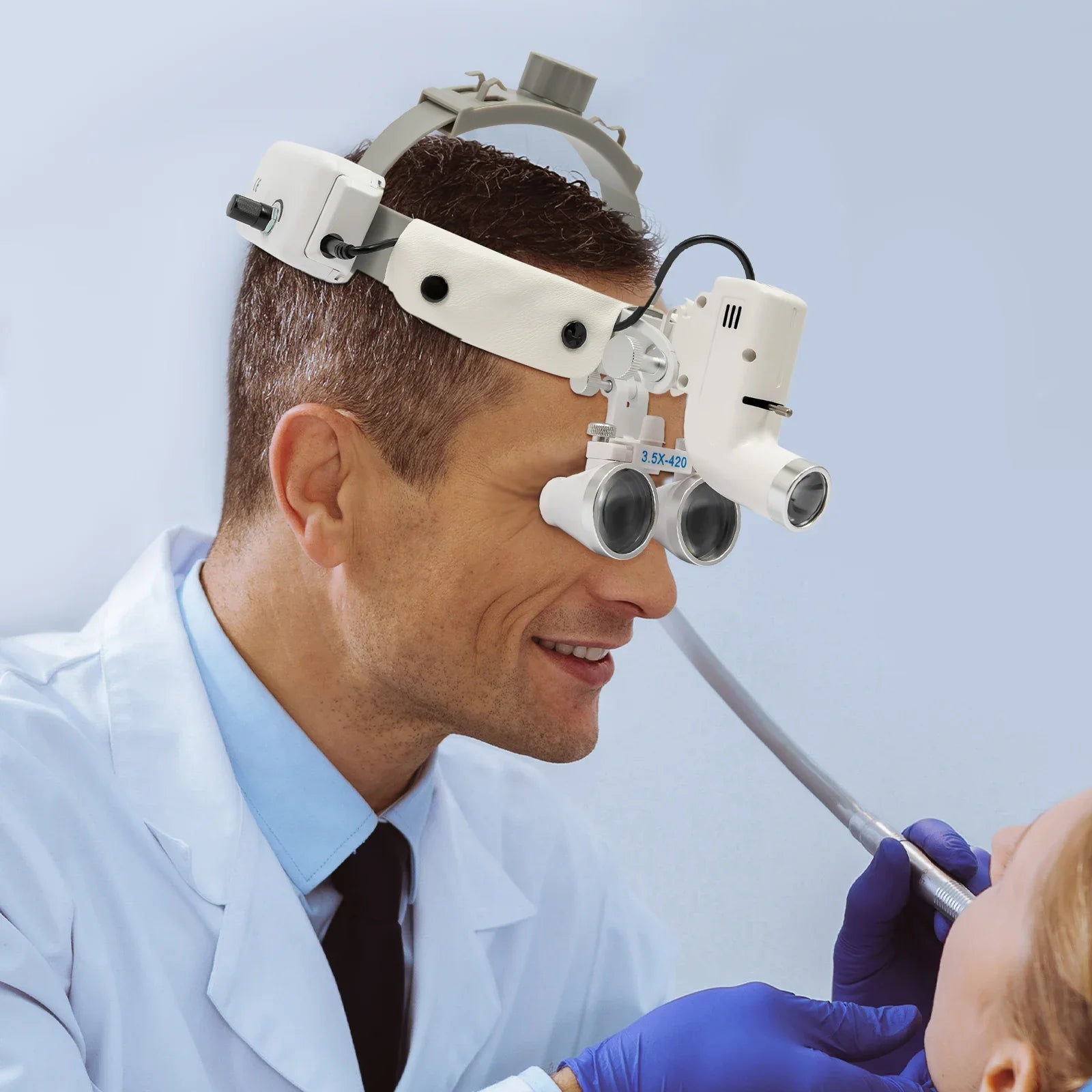 Binocular Medical Magnifier 3.5X LED Headband Light - Adjustable Rechargeable for Dental, Clinical & Jewelry Work
