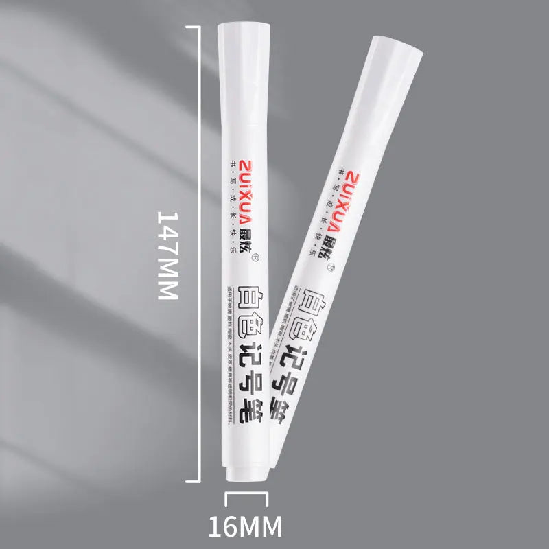 Opaque White Oily Paint Marker Pen Waterproof Gel Ink 0.8/1.0/2.0/2.8mm Nibs for DIY Graffiti, Sketching and Stationery