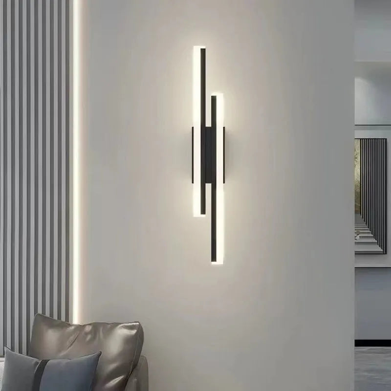 Modern Dimmable LED Wall Sconce 50 cm x 8 cm (19.7 in x 3.1 in) Acrylic Shade Bedside Wall Lamp – Gold / Black