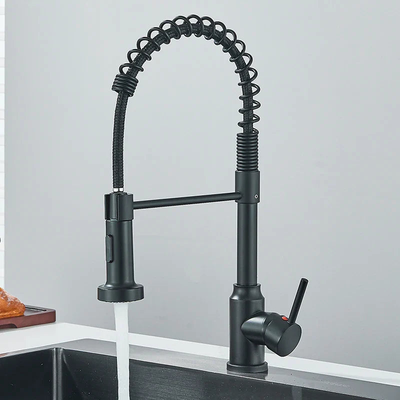 Pull-Down Kitchen Faucet Single Handle 360° Swivel Hot & Cold Mixer with Dual-Function Nozzle, Stainless Steel 304