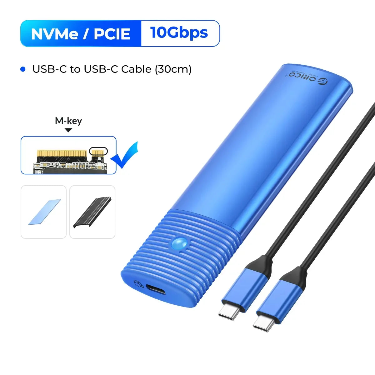 2.5-Inch SATA to USB3.0 Type-C HDD Enclosure — Tool-Free External Hard Drive Case (Up to 6TB, UASP)