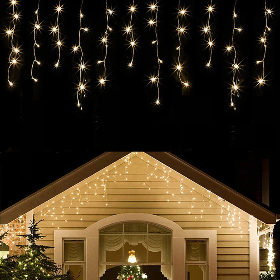 LED Icicle Curtain Fairy Lights - 4m/6m/12m (13ft/20ft/39ft) Waterproof String Lights for Christmas, Wedding & Party Indoor Outdoor