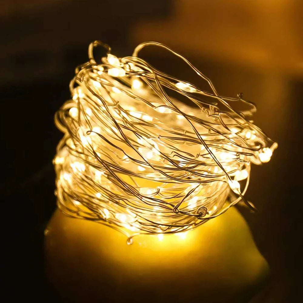 Waterproof Battery Operated LED Copper Wire Fairy Lights - 1/2/3/5m (3.3/6.6/9.8/16.4 ft) String Lights for Wedding Party Christmas DIY