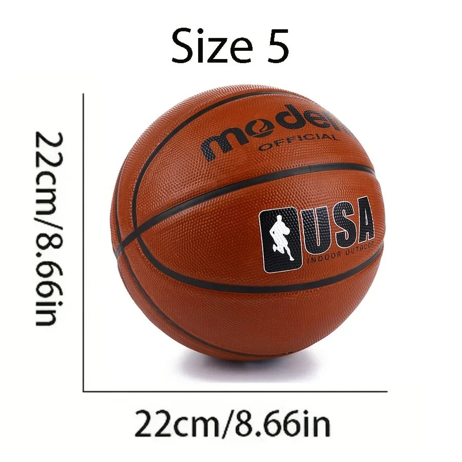 Basketball for Adults & Youth - Brown, Sizes 4/5/6/7 (1pc) - Durable Rubber Indoor/Outdoor Game Ball