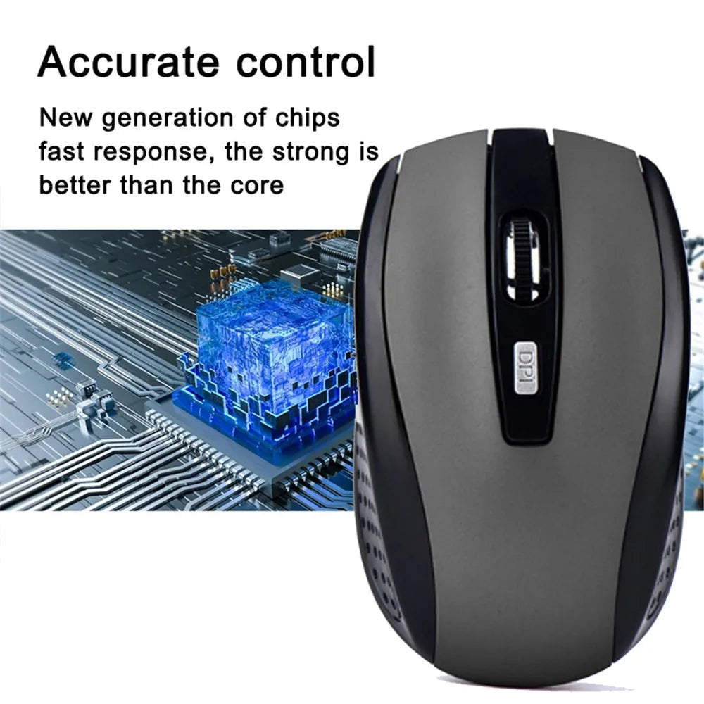 2.4GHz Wireless Optical Mouse — 6-Button Slim Noiseless USB Receiver, 1200 DPI Portable Gaming Mouse for MacBook PC Laptop