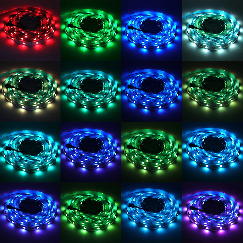 5V 5050 RGB LED Strip Light - Battery/USB Powered 0.5–5m (IP21/IP65) with Remote Control