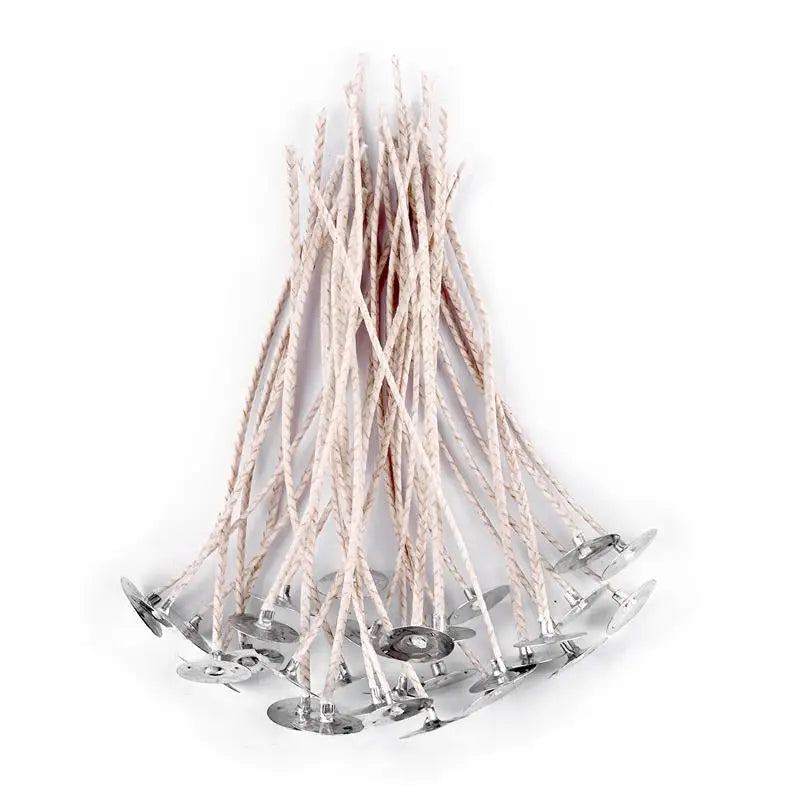 Smokeless Cotton Candle Wicks 30-Pack — 6–20 cm (2.4–7.9 in) Large-Base Woven Wicks for Soy Wax & Kerosene Lamps