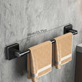 Self-Adhesive No-Drill Bathroom Wall Towel Rack 20-24 in (50-60 cm) Aluminum Single Bar with Hooks