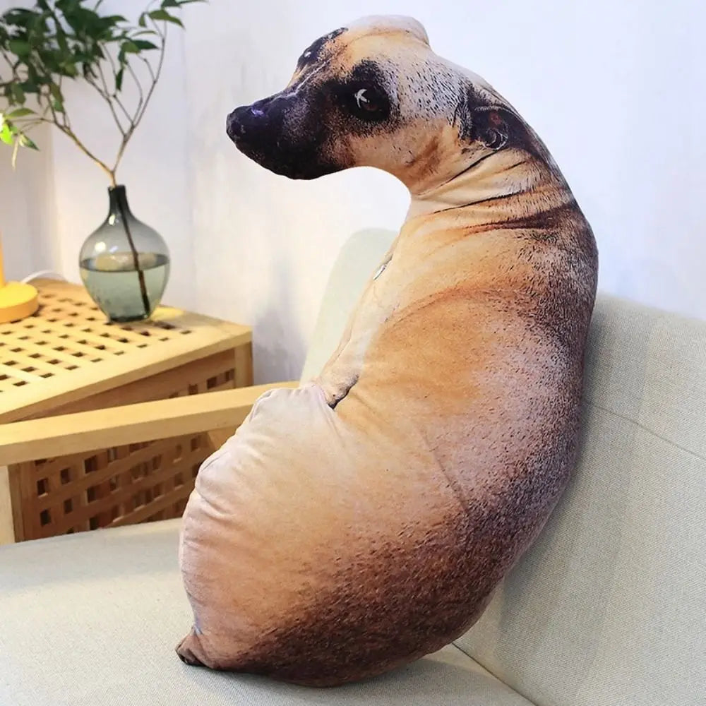 3D Lifelike Dog Head Throw Pillow Bendable Plush Cushion 7.87in (20cm) & 19.69in (50cm) Decorative Animal Pillow for Kids & Home