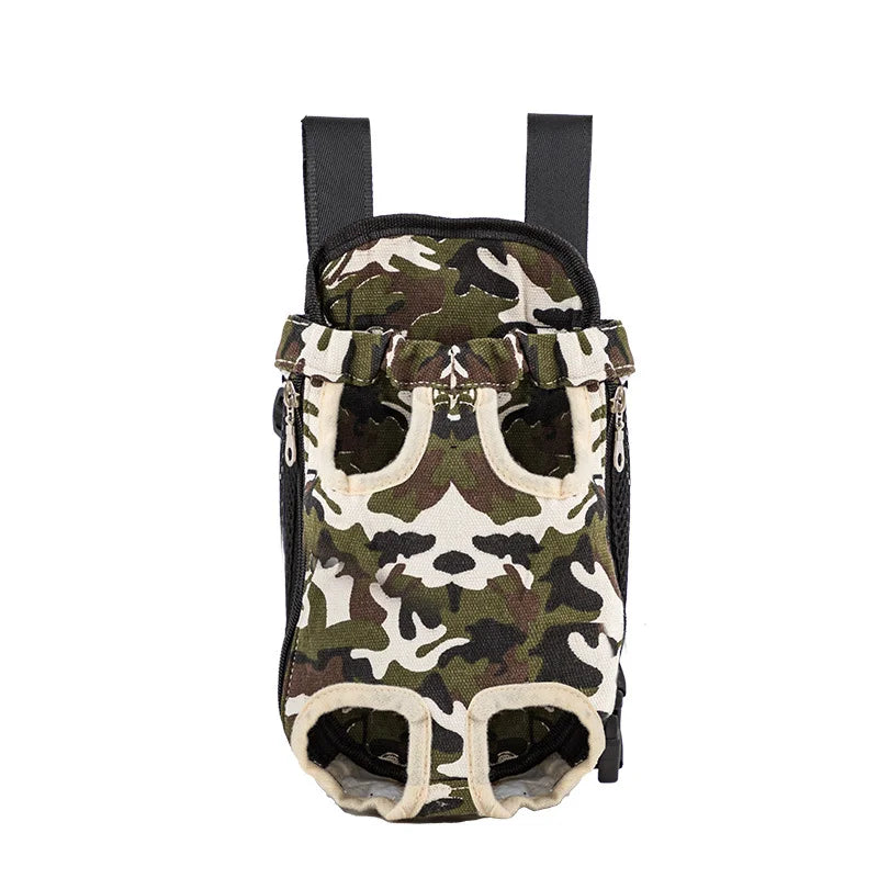Breathable Camouflage Mesh Dog Carrier Backpack — Adjustable Pet Backpack for Small Dogs up to 22 lb (10 kg)