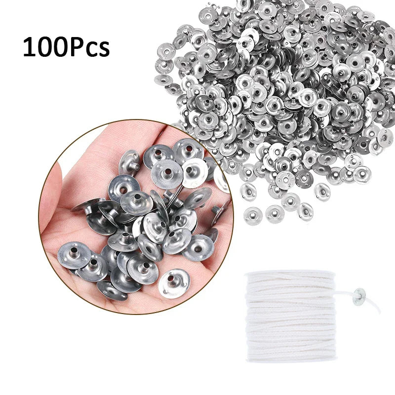 120-Pack Waxed Cotton Candle Wicks with Metal Stands, Smokeless Wicks for DIY Soy, Gel & Paraffin Candle Making