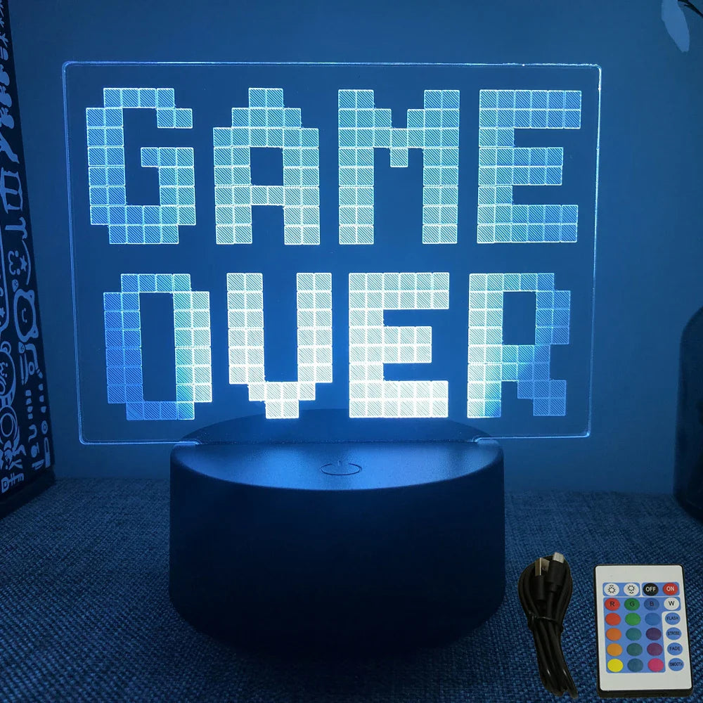 Neon Gamer 3D LED Night Light RGB – Gaming Table Lamp for Kids, Bedroom & Gamer Room