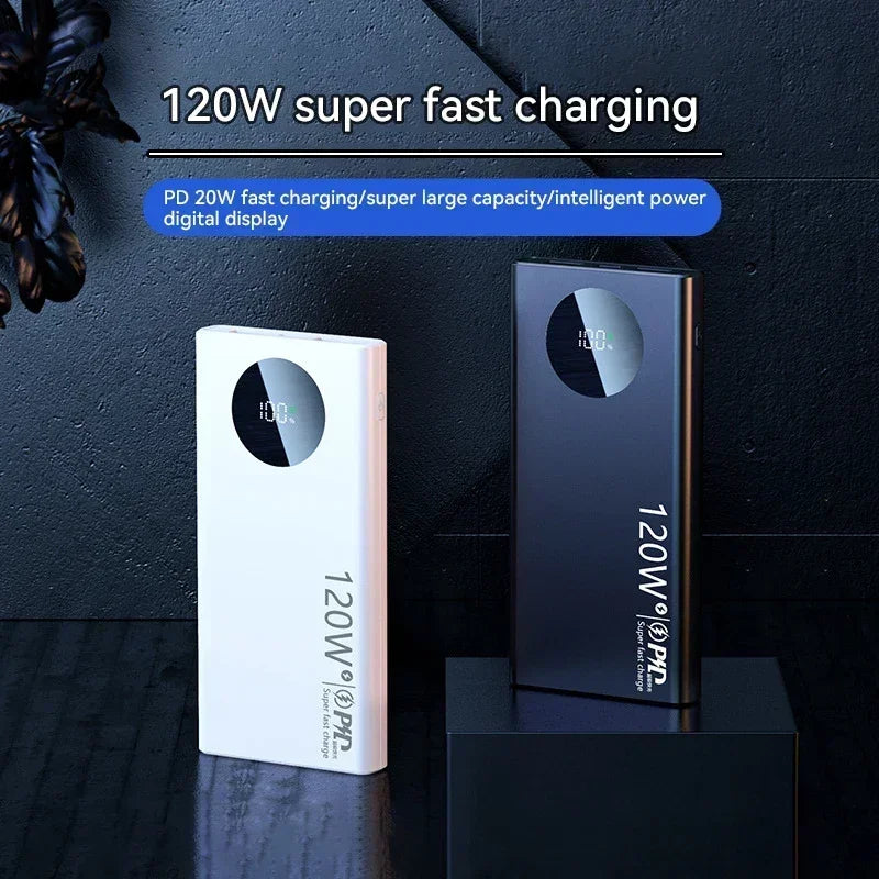 120W 50,000mAh Fast Charging Portable Power Bank with USB-C PD – High Capacity Battery Charger for Smartphones