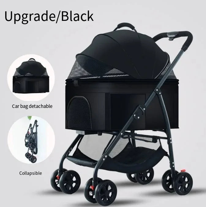 Lightweight Foldable Pet Stroller for Small and Medium Dogs & Cats Portable Outdoor Pet Carrier on Wheels