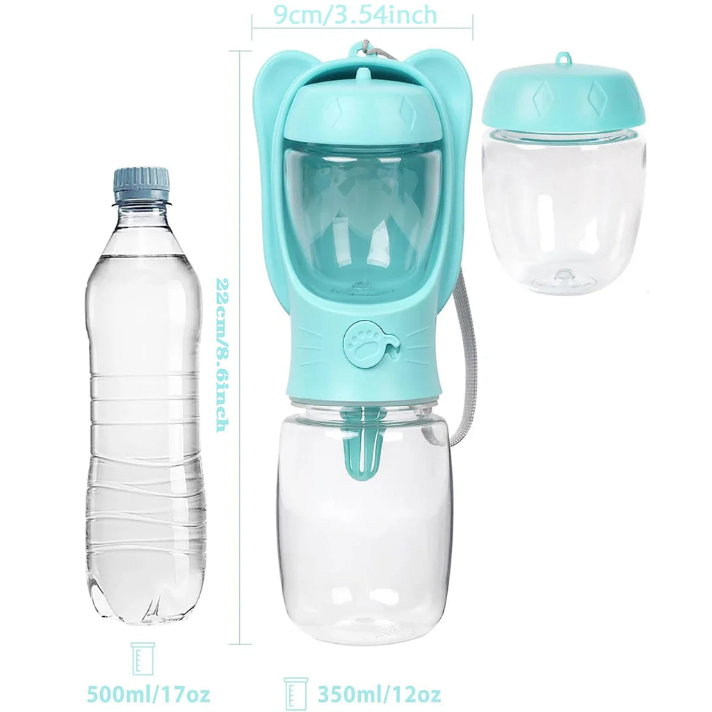 Dog Water Bottle Pet Dispenser with Detachable Food Container Leak-Proof Lock for Travel and Hiking