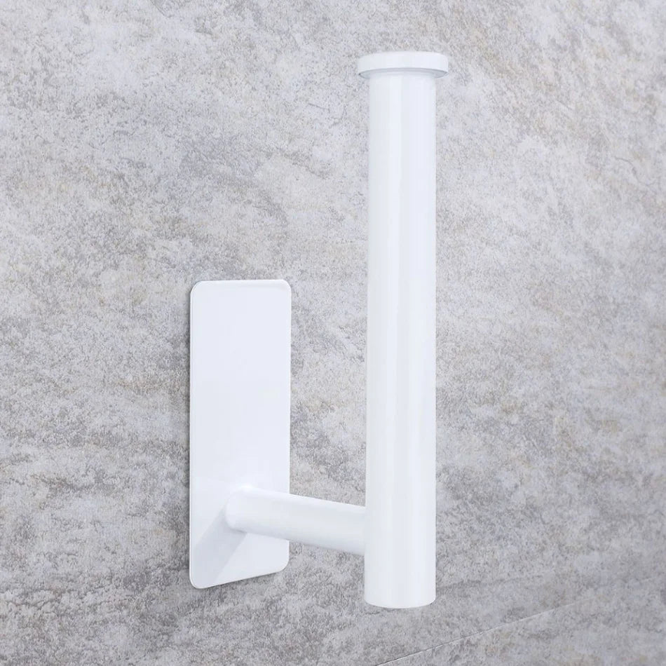 Stainless Steel Wall Mount Paper Holder Adhesive & Free-Nail Toilet Tissue Towel Shelf, Brushed Gold White Black