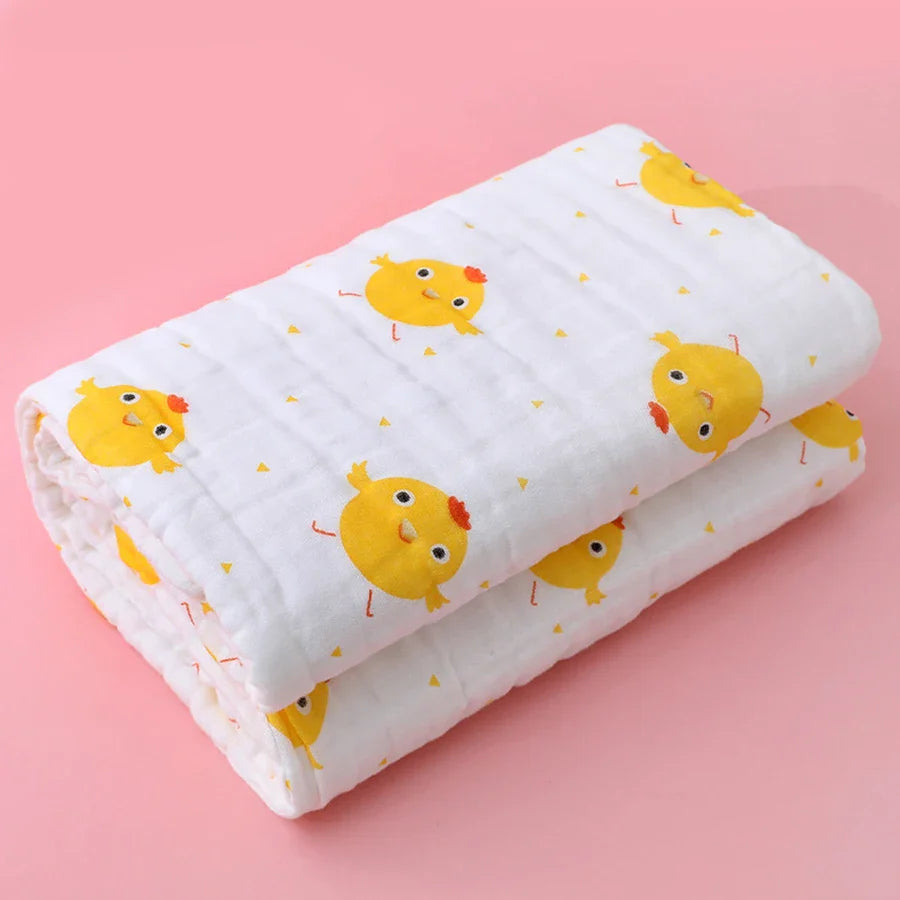 4-Layer Cotton Gauze Baby Bath Towel & Swaddle Blanket 70 x 90 cm (27.6 x 35.4 in) – Soft Newborn to Toddler Washcloth