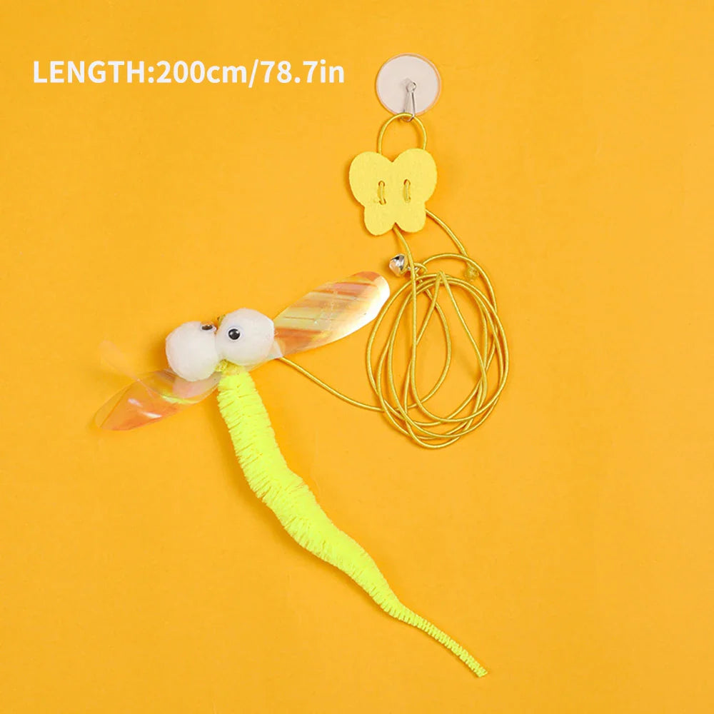 Adjustable Hanging Feather Cat Toy for Door – Elastic Rope Interactive Teaser for Cats & Small Dogs 10–65 in (25–165 cm)