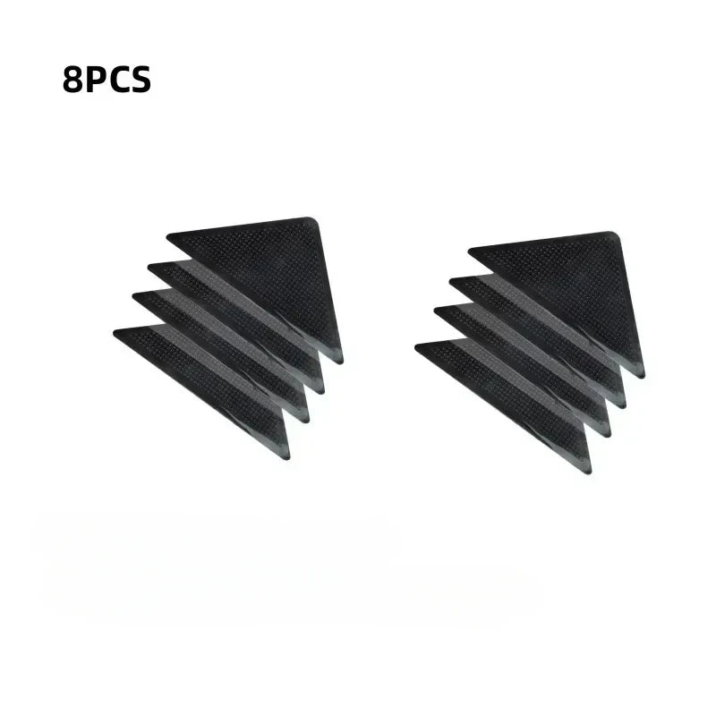 Triangular Rug Grippers 4/8-Pack – Anti-Slip Corner Carpet Pads, Washable Reusable for Tile & Hardwood