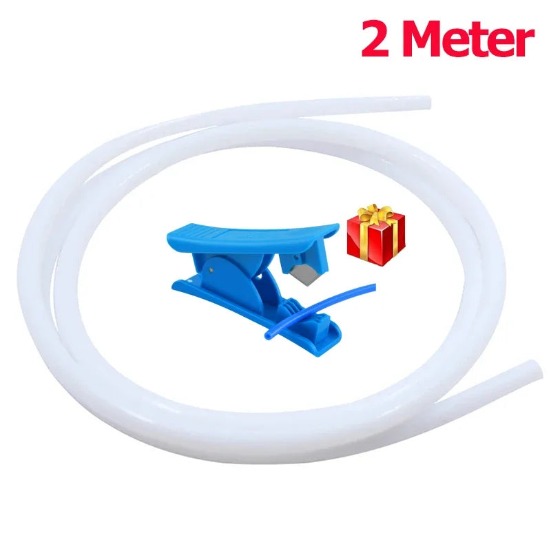 PTFE Bowden Tube for 3D Printers — 2mm ID x 4mm OD for 1.75mm Filament, 1/2/4 Meter Options (J-head & MK8 Compatible)