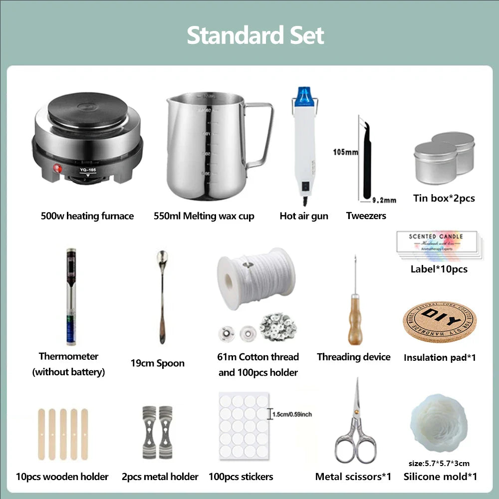 DIY Scented Candle Making Kit with Hot Plate, Pure Cotton Wicks, Wax Pot & Molds