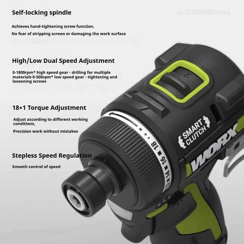 Cordless Brushless Impact Driver Drill Rechargeable High-Torque Screwdriver with Metal Chuck