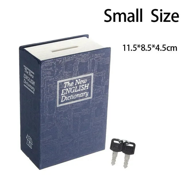 Hidden Book Safe with Key Lock — Metal Book-Shaped Home Safe (8.66 x 5.98 x 1.77 in / 220 x 152 x 45 mm)