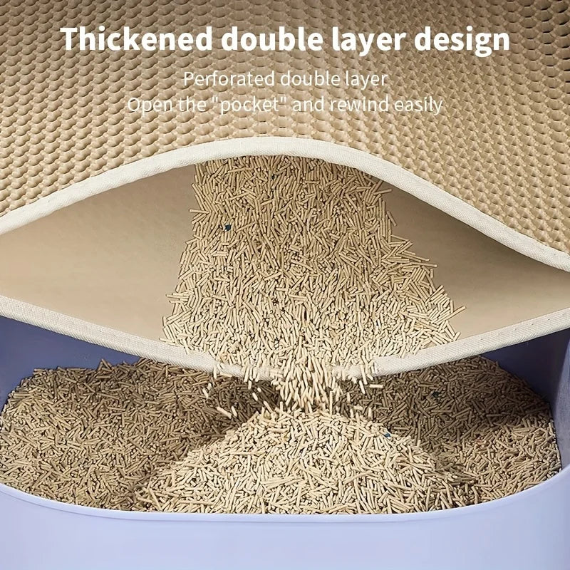 Large Cat Litter Mat – Honeycomb Double-Layer Waterproof EVA Mat for Litter Scatter Control & Easy Cleaning