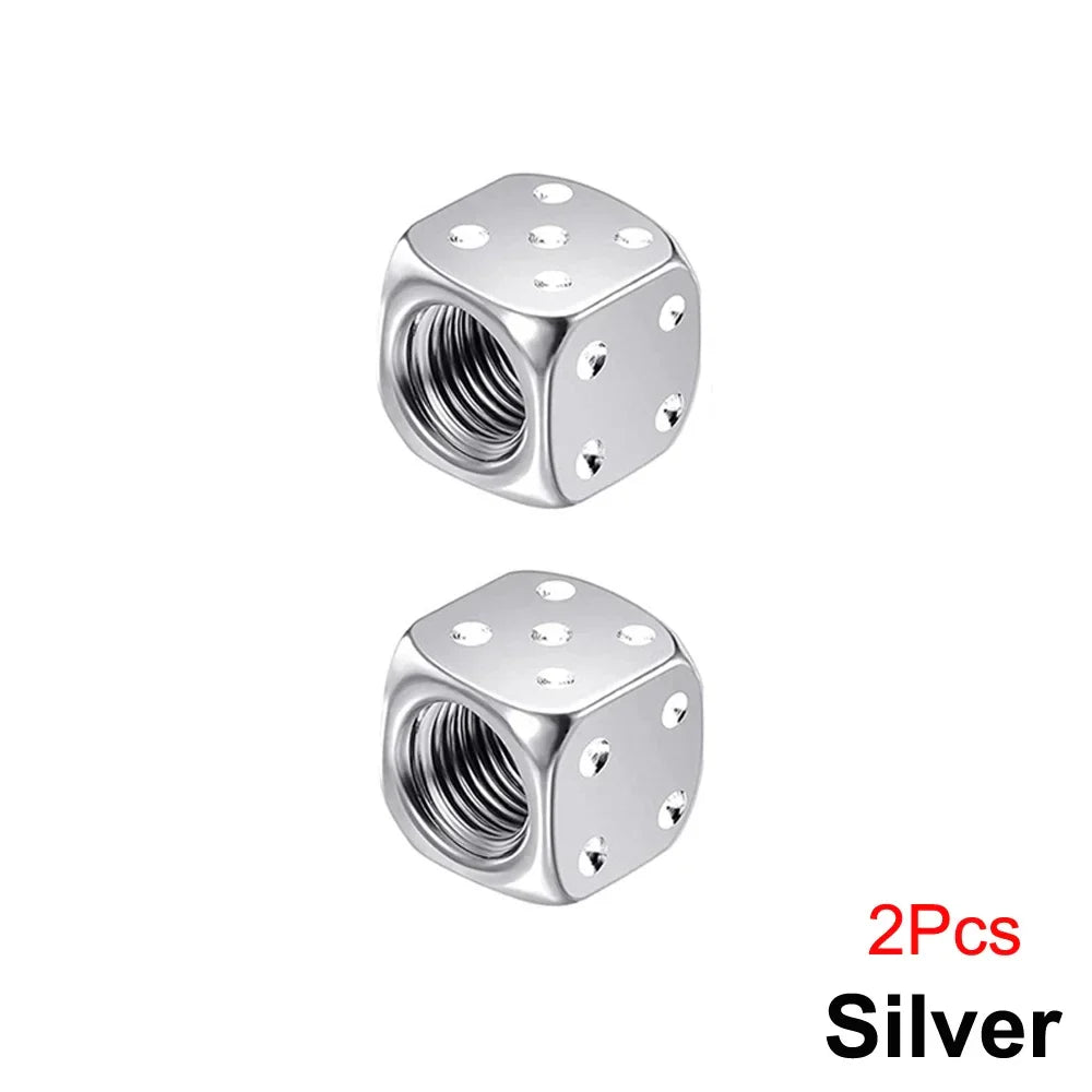 2/8-Pack Aluminum Dice Tire Valve Caps, Universal Wheel Stem Air Valve Covers for Car Truck Motorcycle Bike