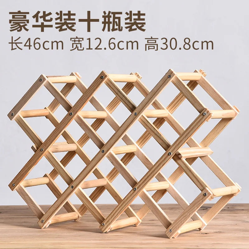 Stackable Folding Wooden Wine Rack – 3/5/6/10-Bottle Pine Wine Shelf for Home Bar