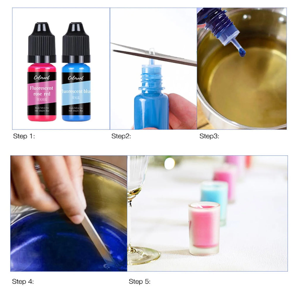 Candle Dye Kit - Liquid Colorants for DIY Candle & Soap Making (5ml / 10ml Bottles)