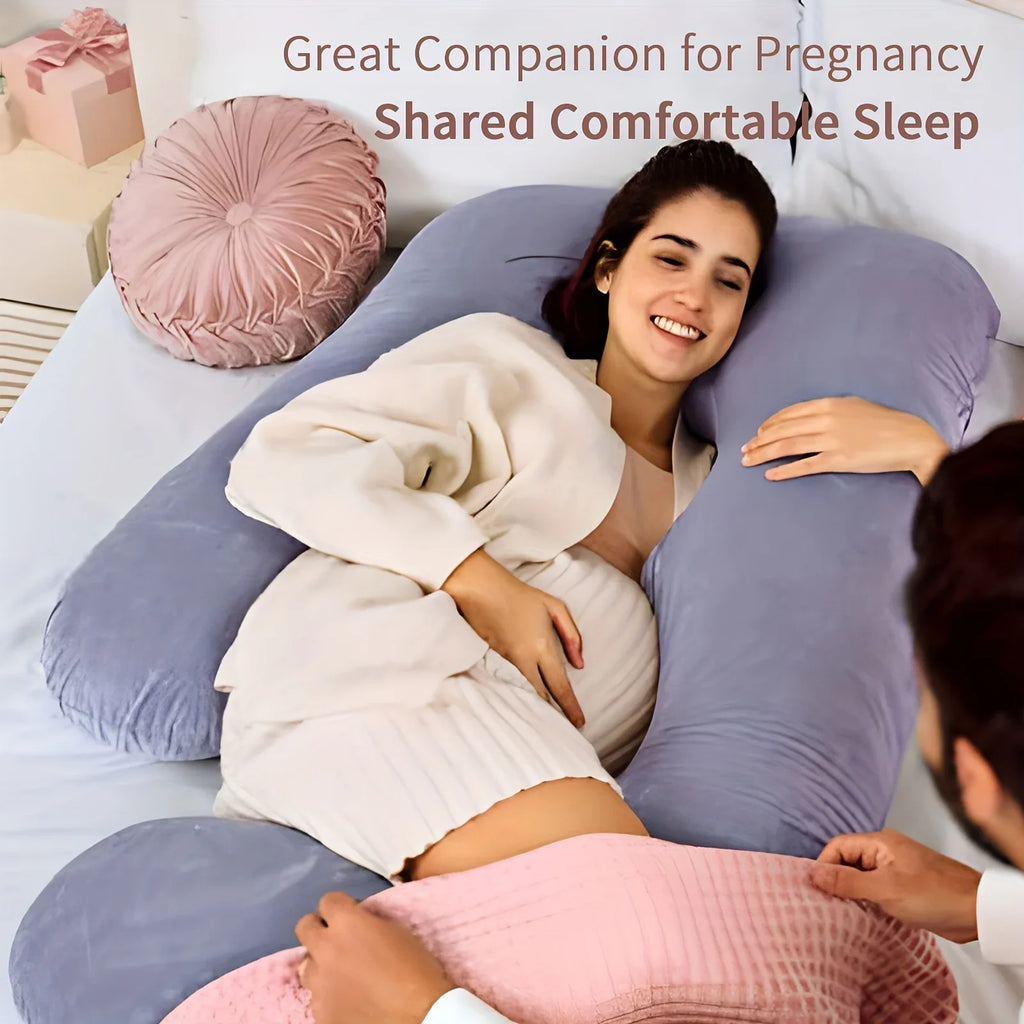 Detachable G-Shaped Maternity Pillow 36 x 28 x 14 cm (14.2 x 11.0 x 5.5 in) Crystal Velvet Pregnancy Support Cushion for Side Sleeping