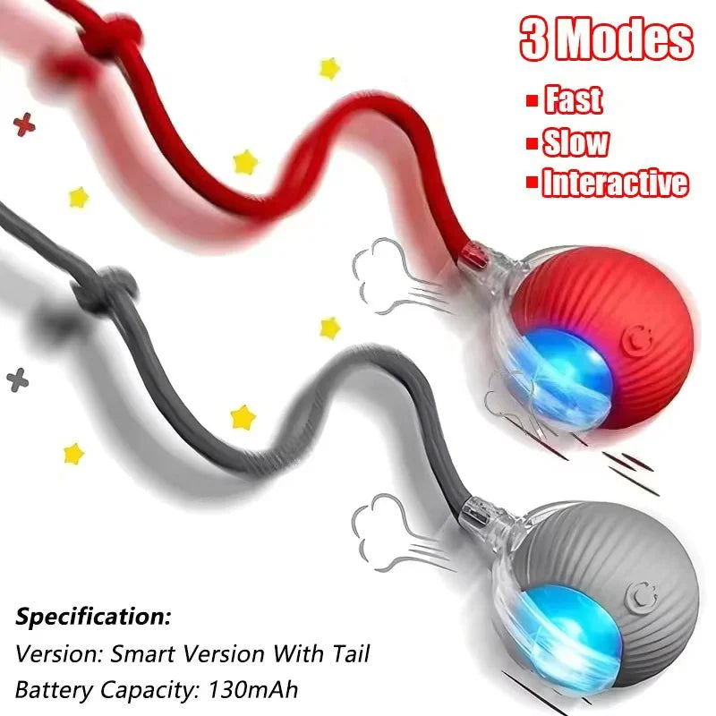 Interactive Rechargeable Cat Ball Toy with Faux Fur Tail — Automatic Rolling Smart Pet Ball (USB-C) for Cats & Small Dogs