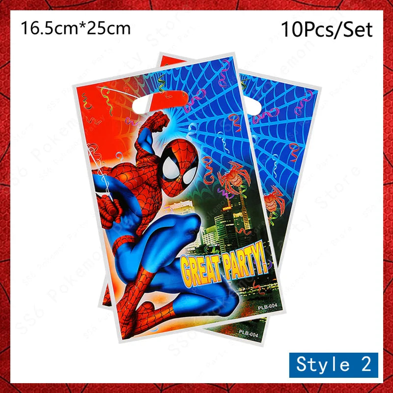 Spiderman Kids Birthday Party Supplies - Disposable Tableware Set with Plates, Cups, Napkins & Favor Bags