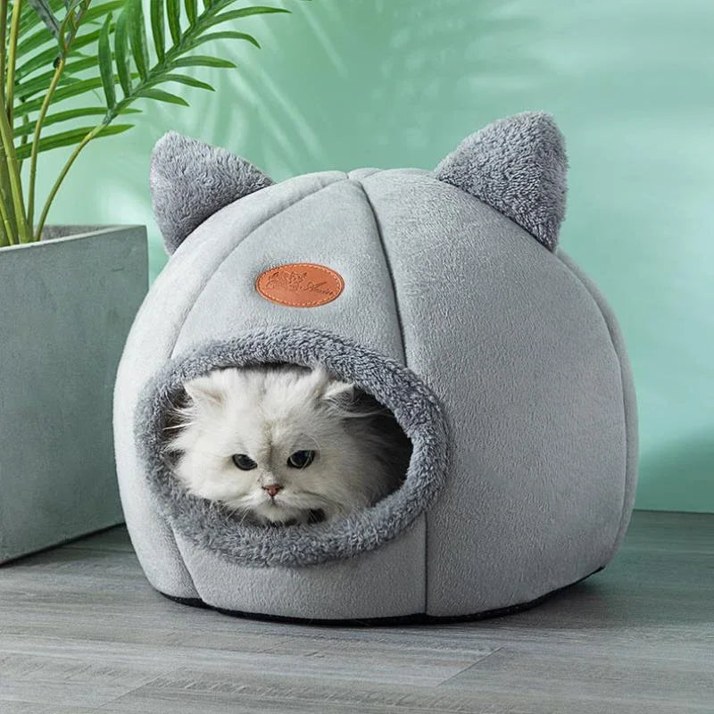 Cozy Cat Cave Bed for Cats & Small Dogs, Removable Cushion, Non-Slip Bottom — M/L/XL (33–39 cm / 13–15.4 in)
