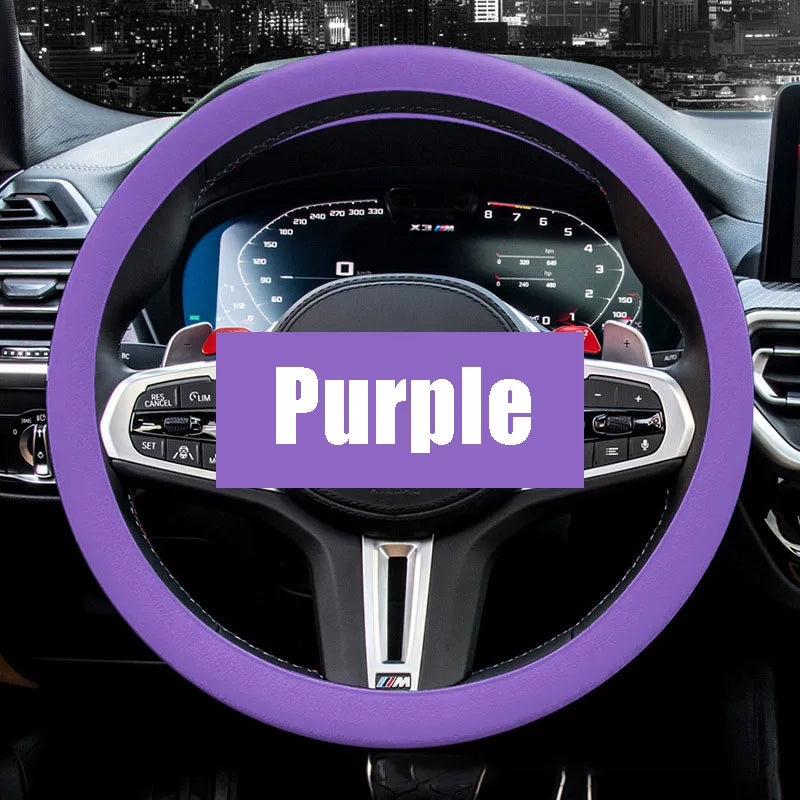 Universal Silicone Steering Wheel Cover – Elastic Non-Slip Grip, Fits 36–40 cm (14–16 in) Wheels, Multi-Color Car Accessory