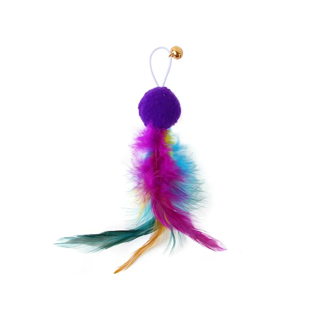 Interactive Cat Feather Toy Refill Kit – Feather Birds, Faux Worm & Foam Ball with Bell for Kittens