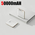 50000mAh Mini Power Bank - Large Capacity Fast Charging Portable Charger with 4 Built-In Cables (USB-C, Lightning, Micro USB) for Smartphones