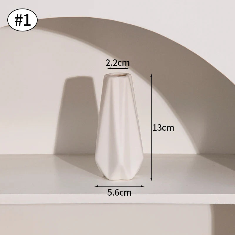 White Ceramic Bud Vase Nordic Matte Decorative Vase for Home Living Room Tabletop Flower Arrangements Photo Props