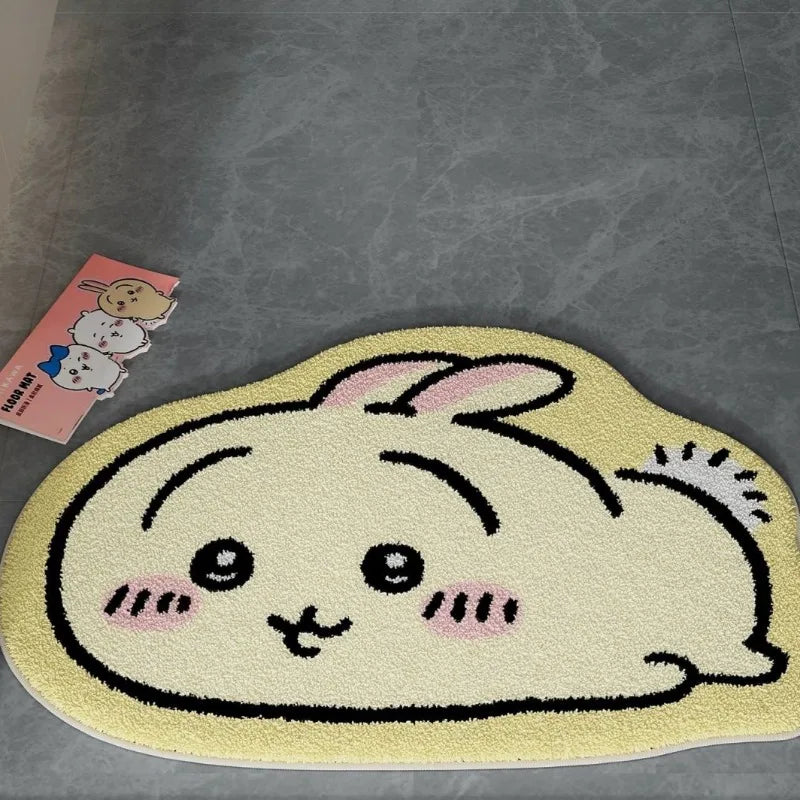 Hachiware Usagi Plush Rug - Soft Non-Slip Anime Floor Mat for Bathroom, Living Room & Car