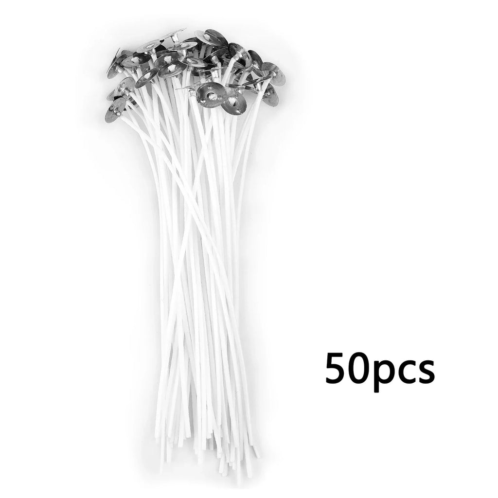 Pre-Waxed Pure Cotton Candle Wicks — 50/100 Pack, Smokeless DIY Candle Wicks, Multiple Lengths 2.6–20 cm (1.0–7.9 in)