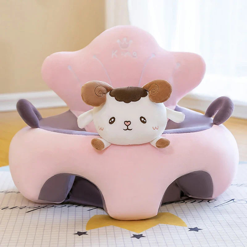 Plush Velvet Baby Sofa Seat Cover 50 x 50 x 40 cm (19.7 x 19.7 x 15.7 in) Learn-to-Sit Toddler Support Cover Cartoon Washable No Filling