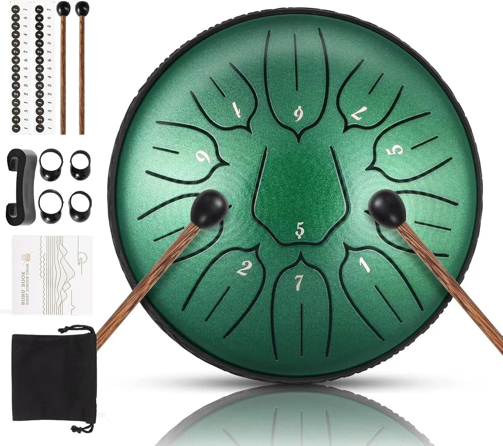 Steel Tongue Drum 6-Inch (14.5 cm) 11-Note D-Tone for Yoga, Meditation & Music Therapy