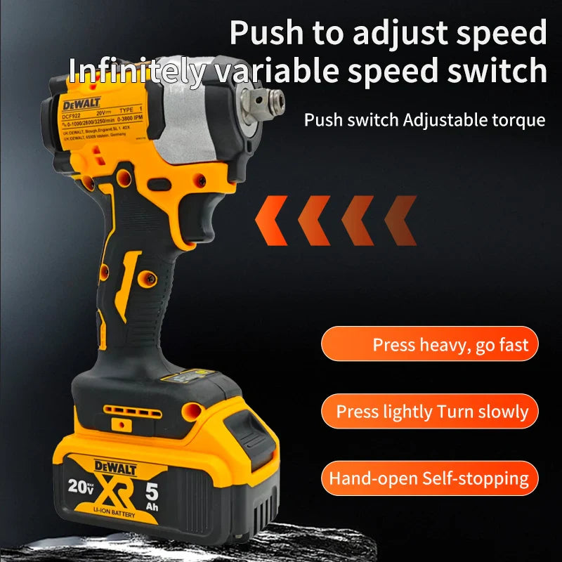 Cordless High-Torque Impact Wrench 1/2" (12.7 mm) Drive, 406 Nm (≈300 ft·lb), 2500 RPM, 20V Battery