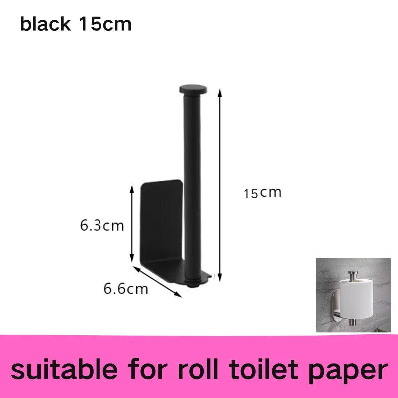 No-Drill Adhesive Toilet Paper Holder - Stainless Steel Wall-Mount Bathroom & Kitchen Roll and Towel Rack