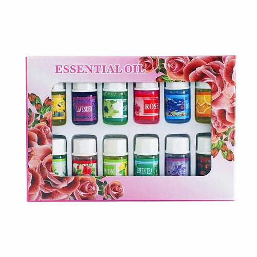12-Pack 3ml (0.10 fl oz) Water-Soluble Aromatherapy Essential Oils for Diffusers & Humidifiers
