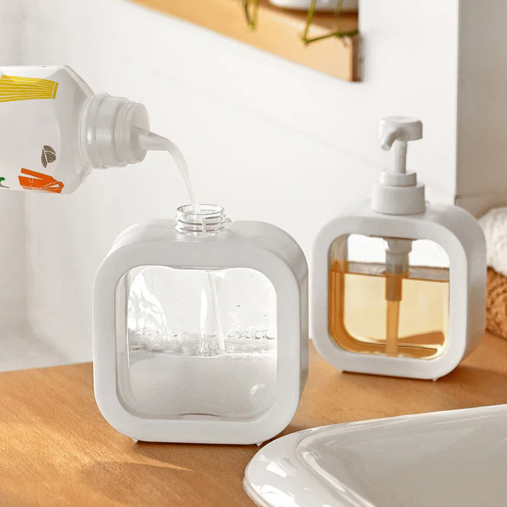 Large-Capacity Refillable Soap Dispenser Bottle – Clear Plastic Pump, 1 or 2 Pack for Travel, Kitchen & Bathroom