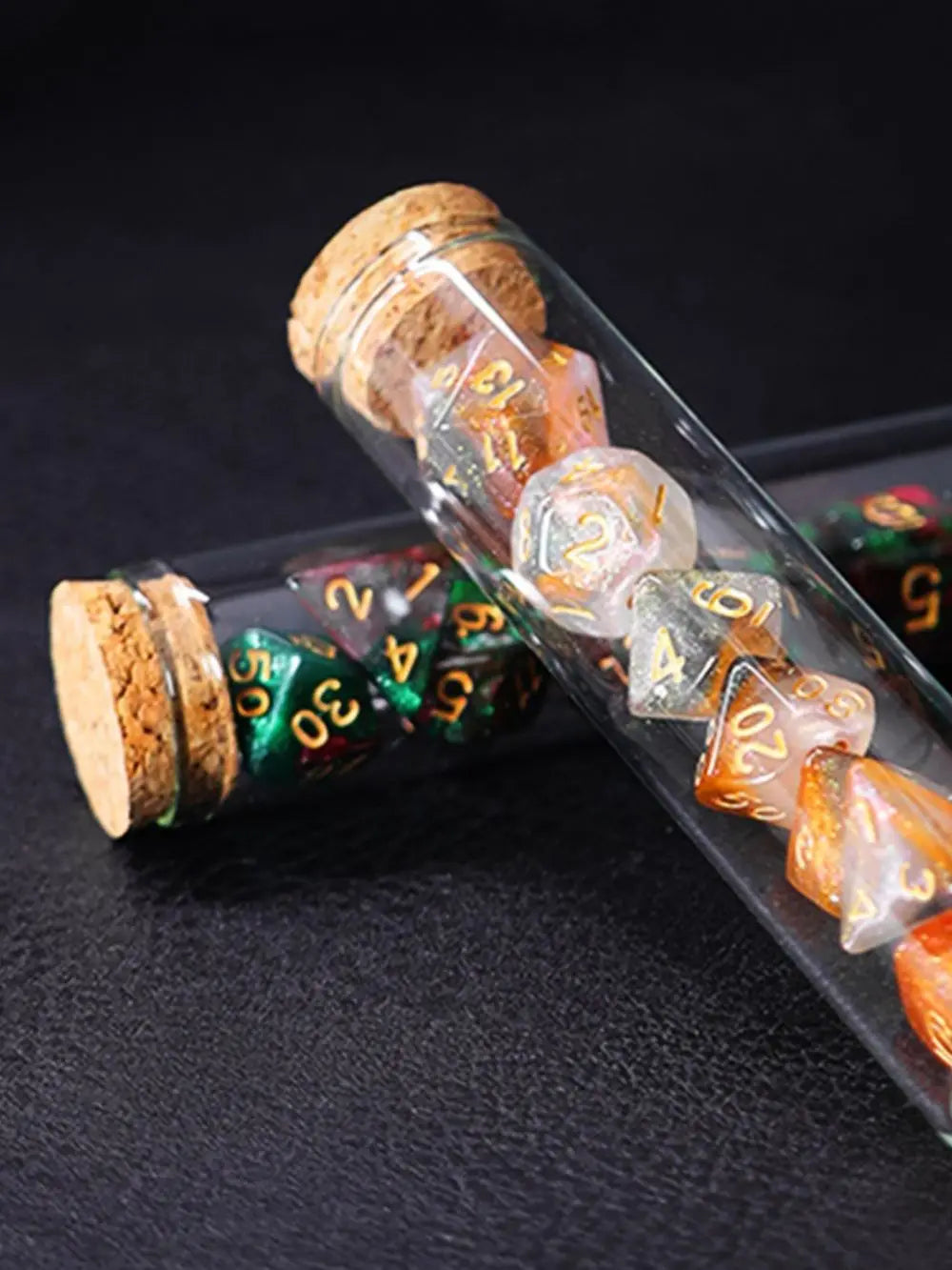Transparent 7-Piece Polyhedral RPG Dice Set – D&D & Call of Cthulhu Tabletop Dice, Potion Flask Style