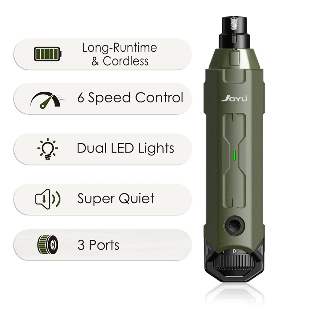 6-Speed Rechargeable Dog Nail Grinder Quiet Electric Pet Nail Trimmer for Painless Paw Grooming